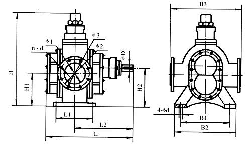 KCB1200-9600型泵外型、安装尺寸
